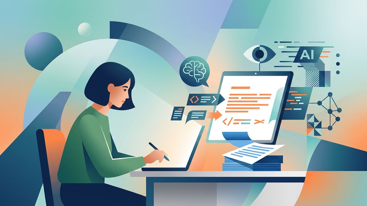 Writer editing AI draft on a laptop