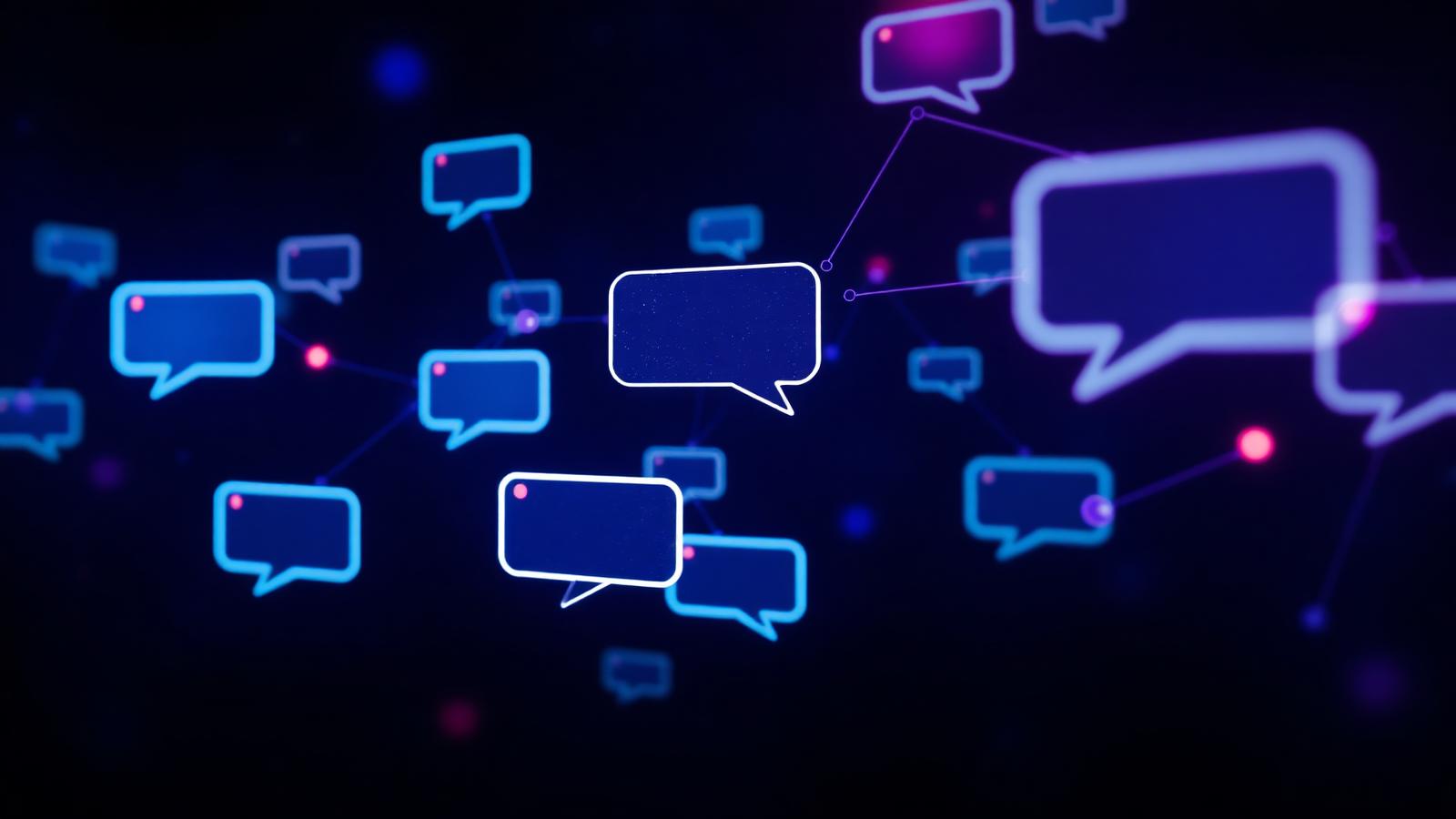 A structured diagram showing interconnected chat bubbles representing the logic of prompt chaining in a digital interface.