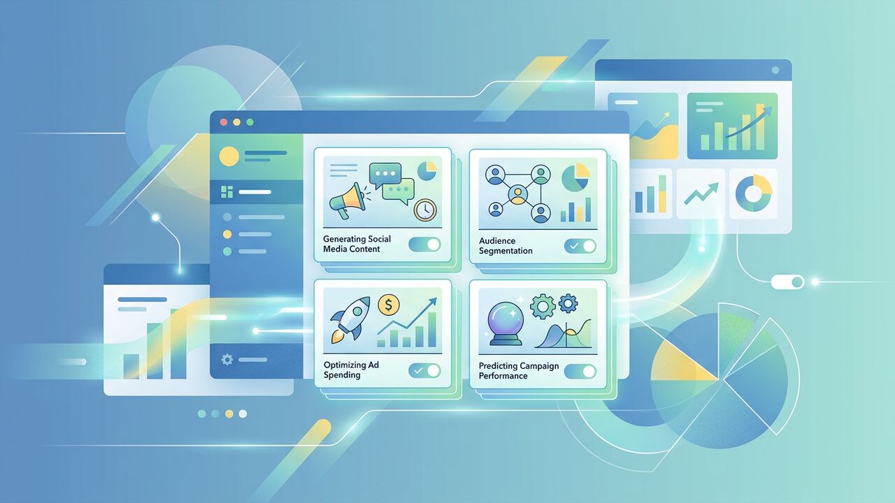 Marketing dashboard with AI prompt cards