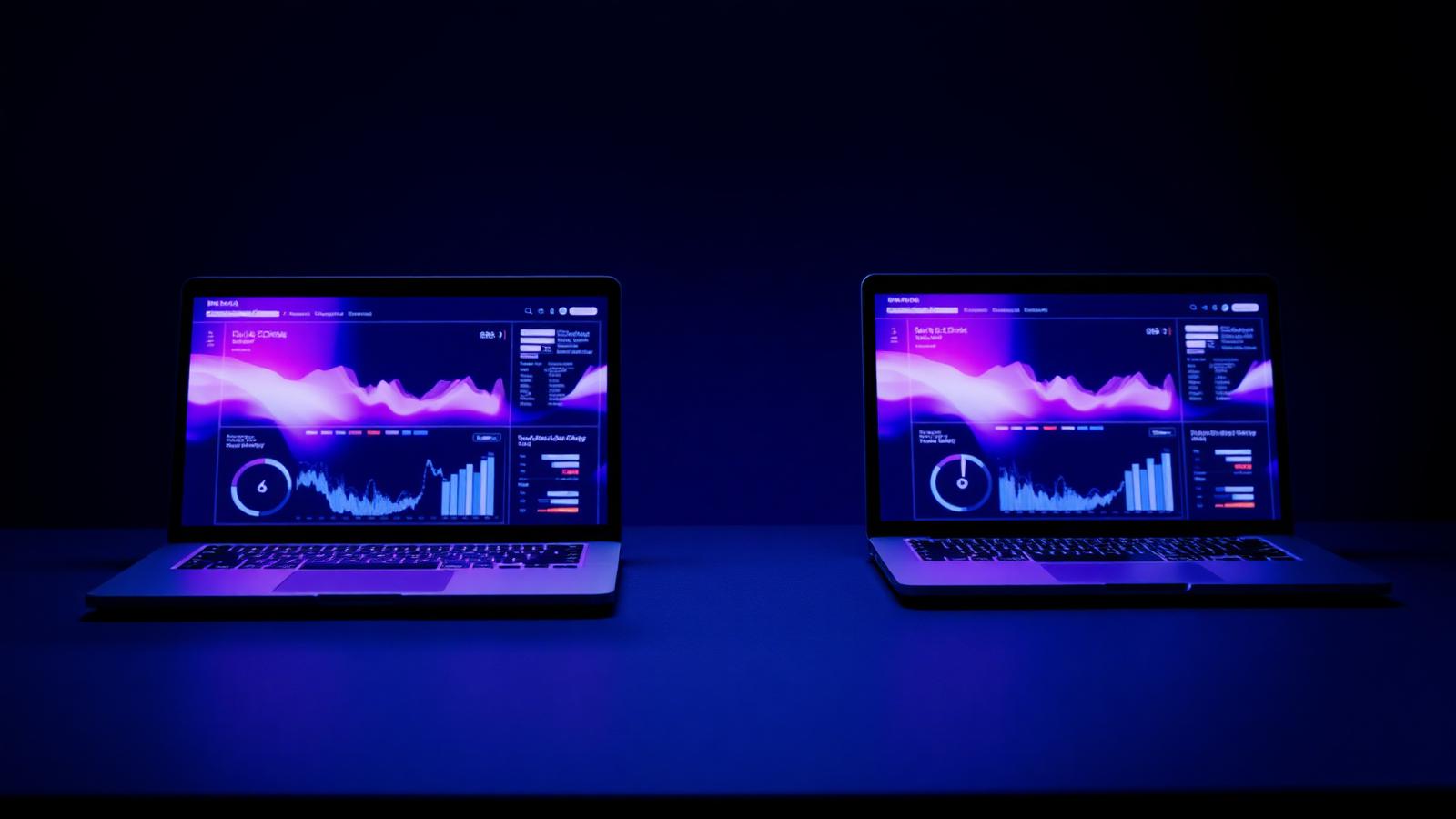 A side-by-side comparison dashboard of ChatGPT Team and Enterprise administrative interfaces on a professional laptop.