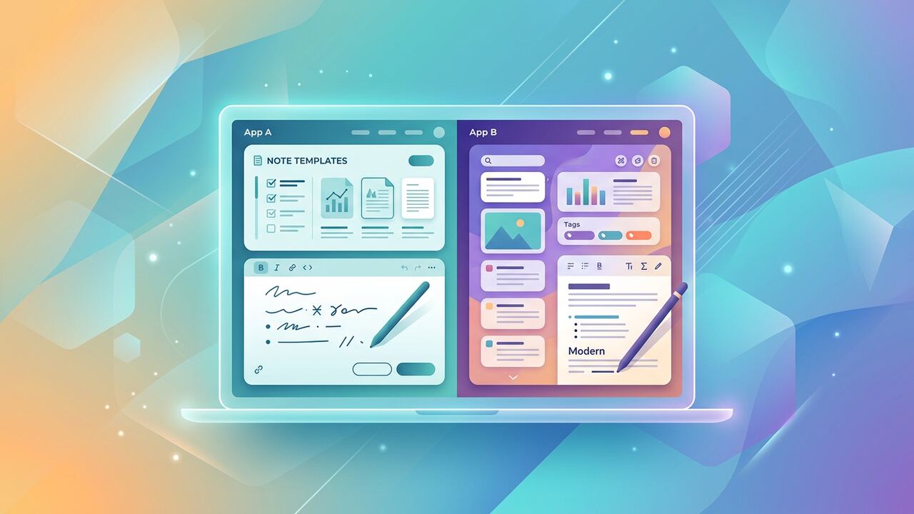 Two note-taking apps compared on a single screen
