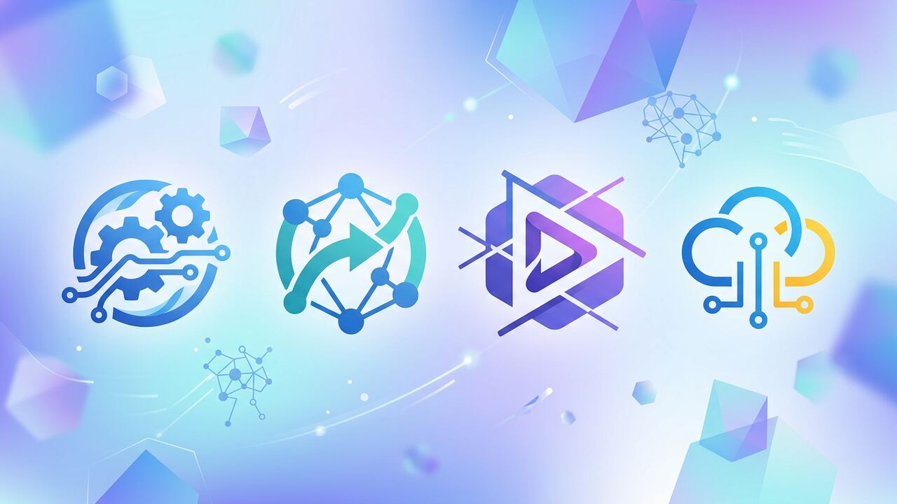 Four logos of no-code automation tools