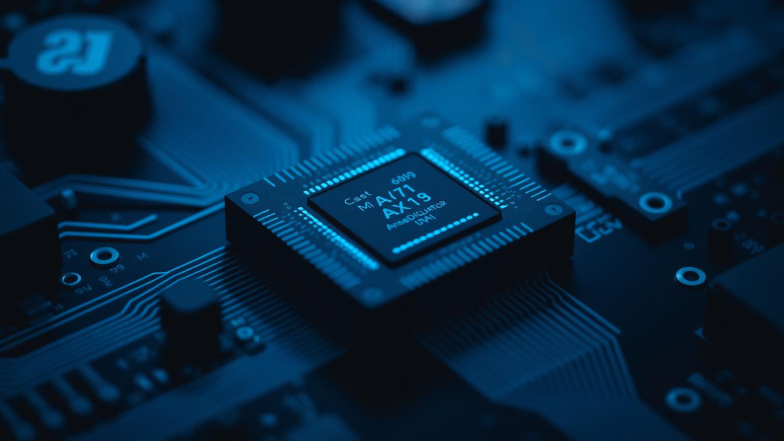 Close-up of a high-performance NVIDIA GPU die featuring advanced HBM3e memory modules in a data center environment.