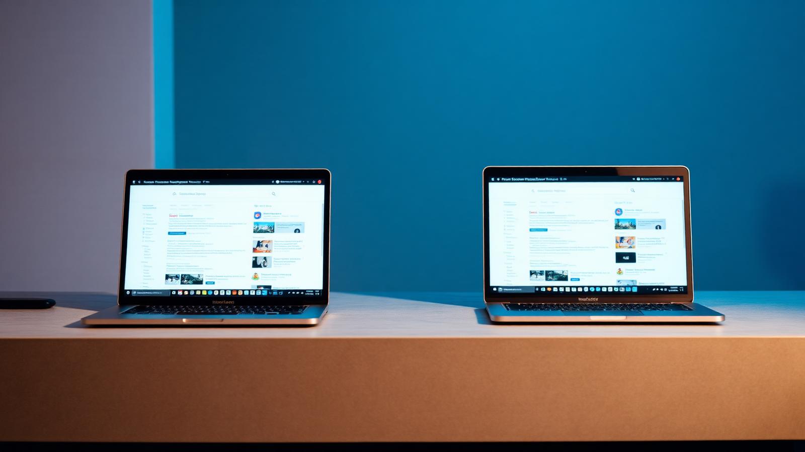 A side-by-side laptop screen showing a Perplexity search interface and a ChatGPT Search results page with citations.